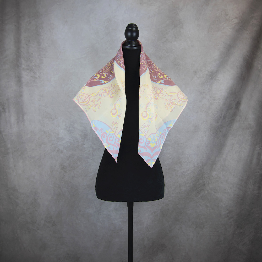 Luxusná hodvábna šatka ORNAMENT VZOR_1, 90 x 90cm, Made in SLOVAKIA – Obrázok 3