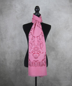 Luxusný zimný šál z Merino vlny so vzorom ORNAMENT PINK, Výroba na Slovensku