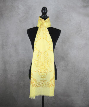 Luxusný zimný šál z Merino vlny so vzorom ORNAMENT YELLOW, Výroba na Slovensku