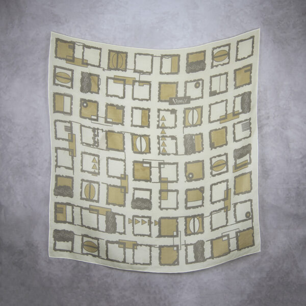 Luxusná hodvábna šatka KHAKI ŠTVORCE, 85 x 85cm, Ručná výroba na Slovensku - Image 2