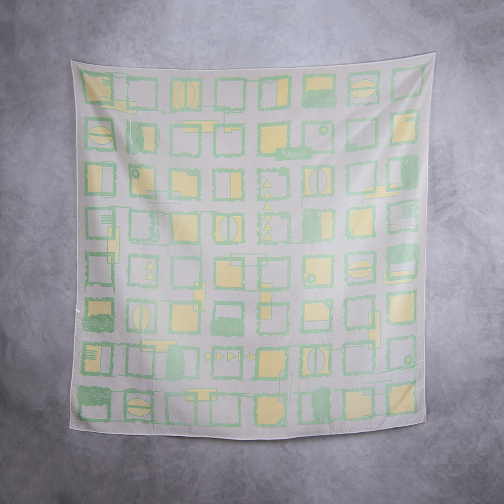 Luxusná hodvábna šatka ŠTVORCE ZELENÝ MIX, 85 x 85cm, Ručná výroba na Slovensku – Obrázok 2