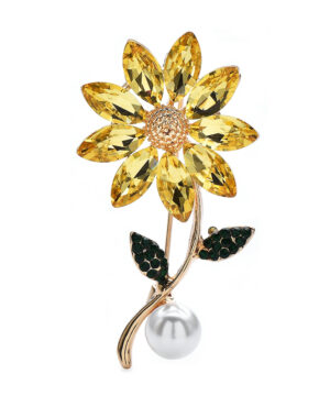 Luxusná brošňa v tvare ligotavej žltej sedmokrásky