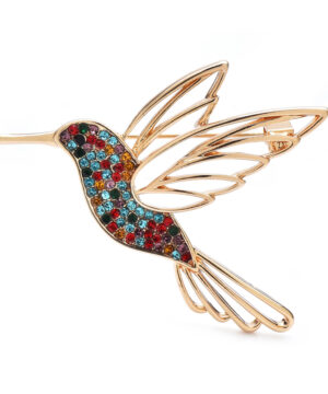 Luxusná brošňa v tvare pestrofarebného kolibríka