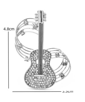 Alternative view of Luxusná brošňa v tvare striebornej gitary s kryštálikmi