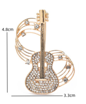 Alternative view of Luxusná brošňa v tvare zlatej gitary s kryštálikmi