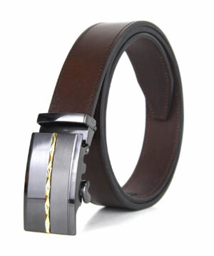 Alternative view of Luxusný kožený opasok s automatickou prackou GOLD LINE