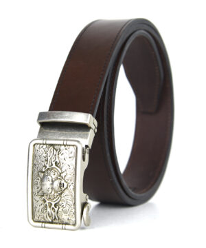 Alternative view of Luxusný kožený opasok s automatickou prackou OLD SILVER WOLF