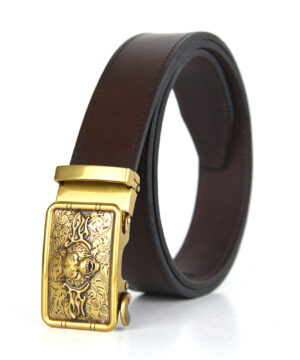 Alternative view of Luxusný kožený opasok s automatickou prackou OLD GOLD WOLF