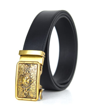 Luxusný kožený opasok s automatickou prackou OLD GOLD WOLF