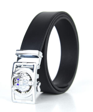 Luxusný kožený opasok s automatickou prackou 3D SILVER WOLF