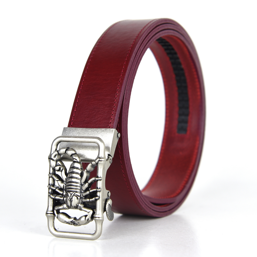 Luxusný kožený opasok s automatickou prackou OLD SILVER SCORPION – Obrázok 6