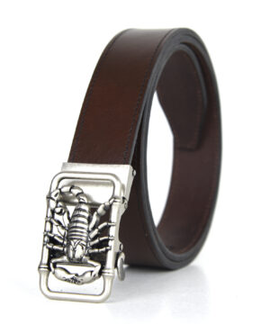Alternative view of Luxusný kožený opasok s automatickou prackou OLD SILVER SCORPION