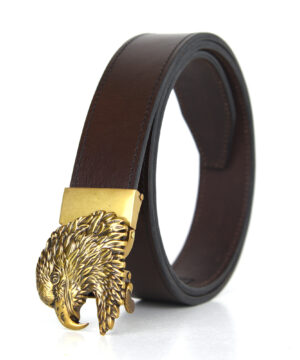 Alternative view of Luxusný kožený opasok s automatickou prackou GOLD EAGLE HEAD