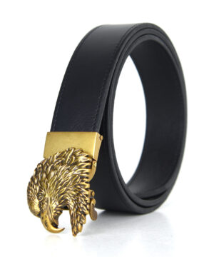 Luxusný kožený opasok s automatickou prackou GOLD EAGLE HEAD