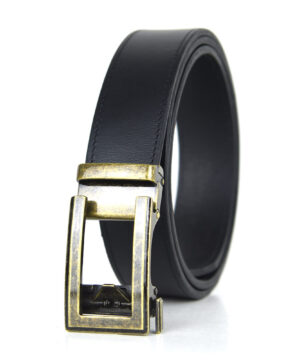 Luxusný kožený opasok s automatickou prackou ANTIQUE BRASS ELEGANT