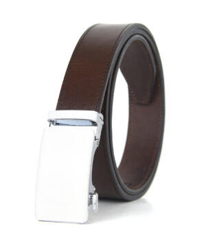 Alternative view of Luxusný kožený opasok s automatickou prackou WHITE