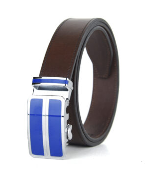 Alternative view of Luxusný kožený opasok s automatickou prackou BLUE DOUBLE