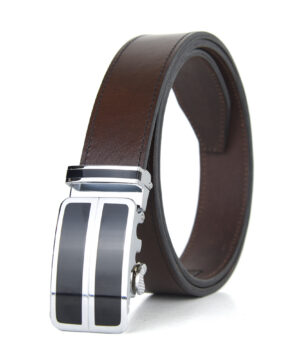 Alternative view of Luxusný kožený opasok s automatickou prackou BLACK DOUBLE