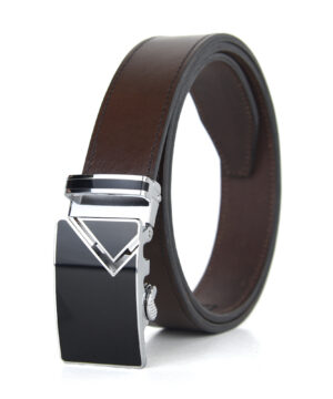 Alternative view of Luxusný kožený opasok s automatickou prackou BLACK TOP