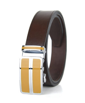 Alternative view of Luxusný kožený opasok s automatickou prackou BEIGE DOUBLE