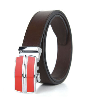 Alternative view of Luxusný kožený opasok s automatickou prackou RED LINES