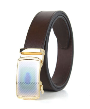 Alternative view of Luxusný kožený opasok s automatickou prackou COLOR ZIGZAG