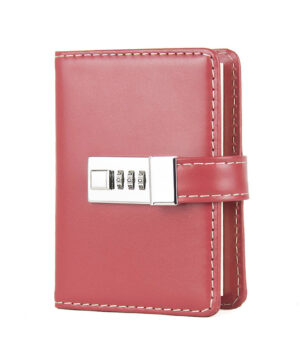 Kožený zápisník MINI s číselným zámkom v červenej farbe