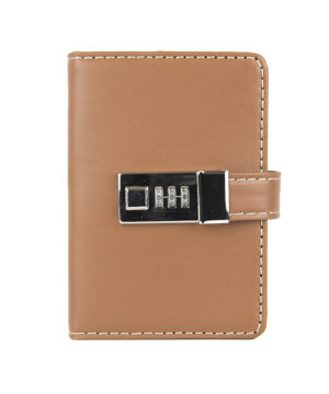Alternative view of Kožený zápisník MINI s číselným zámkom vo svetlo hnedej farbe