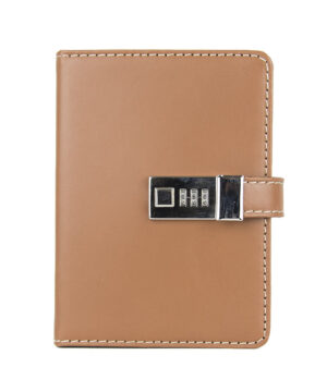 Alternative view of Kožený zápisník MIDDLE z prírodnej kože s číselným zámkom vo svetlo hnedej farbe