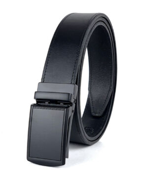 Kožený opasok s automatickou prackou BLACK PUSH, Čierny - ZACHRÁŇ MA