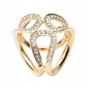 Ozdoba na šatku a šál v zlatej farbe so sklíčkami