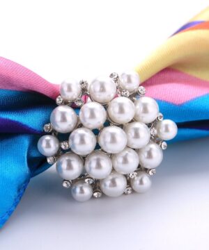 Prsteň na šatku - Kytica periel - strieborný