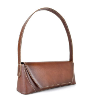 Luxusná kabelka z pravej kože 7816 ručne tieňovaná v cigaro farbe