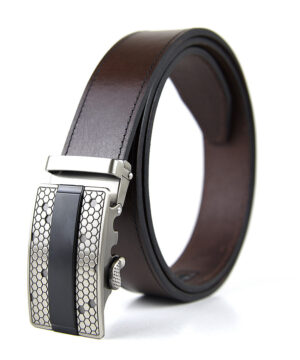 Kožený opasok s automatickou prackou HONEY, Tmavo hnedý - ZACHRÁŇ MA