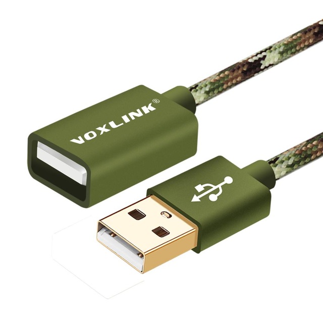 Predlžovací kábel USB 2.0 v tmavo maskáčovej farbe, 1 meter