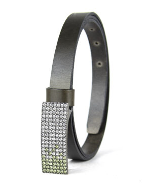 Luxusný kožený opasok SWAROVSKI GREEN, šírka 2cm, Ručná výroba na Slovensku – Obrázok 4