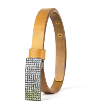 Luxusný kožený opasok SWAROVSKI GREEN, šírka 2cm, Ručná výroba na Slovensku – Obrázok 5