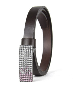 Alternative view of Luxusný kožený opasok SWAROVSKI PINK, šírka 2cm, Ručná výroba na Slovensku