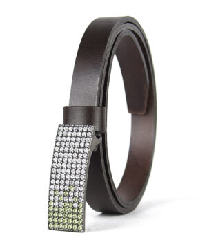 Luxusný kožený opasok SWAROVSKI GREEN, šírka 2cm, Ručná výroba na Slovensku – Obrázok 3