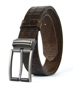 Alternative view of Luxusný kožený opasok s dezénom TITAN SHADOW, šírka 3.3cm, Výroba na Slovensku