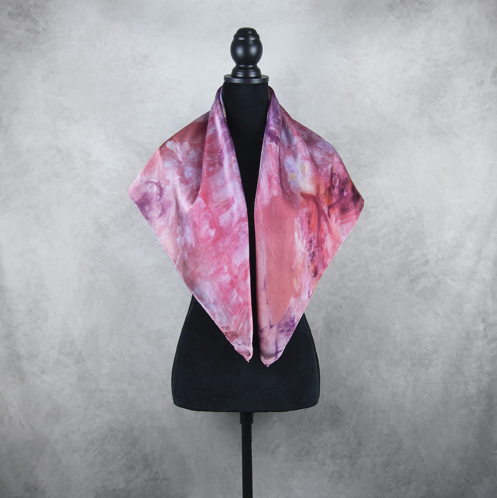 Luxusná hodvábna šatka LIMITED_319, Ručná výroba na Slovensku, 90 x 90cm – Obrázok 3