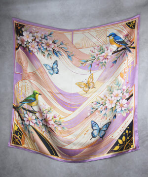Alternative view of Luxusná hodvábna šatka JARNÁ ZÁHRADA – RUŽOVÁ, 90 x 90cm, Vyrobené na Slovensku
