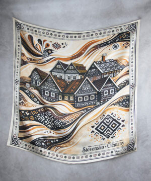 Alternative view of Luxusná hodvábna šatka ČIČMANY - SLOVENSKO, 90 x 90cm, Vyrobené na Slovensku