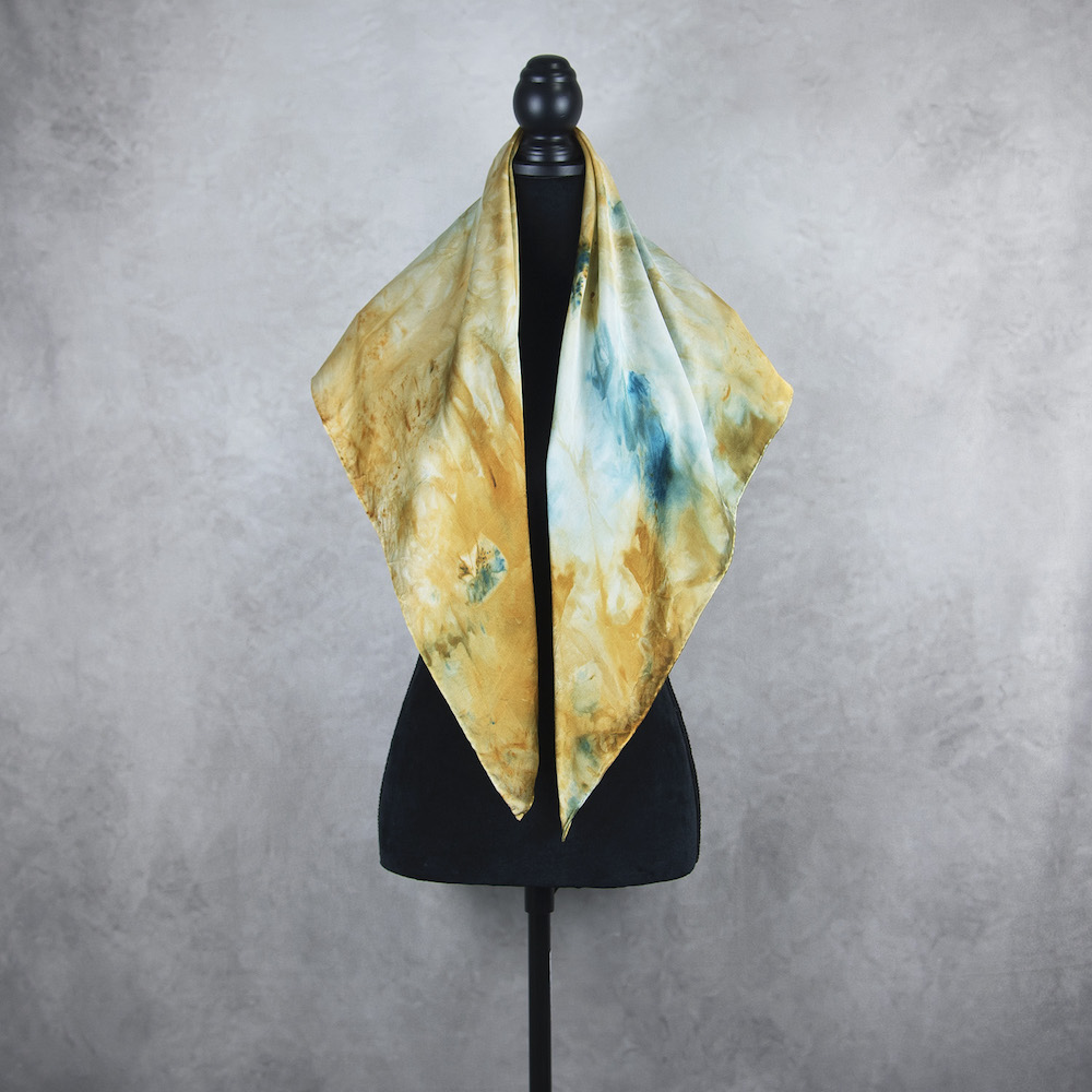 Luxusná hodvábna šatka LIMITED_338, Ručná výroba na Slovensku, 90 x 90cm – Obrázok 3