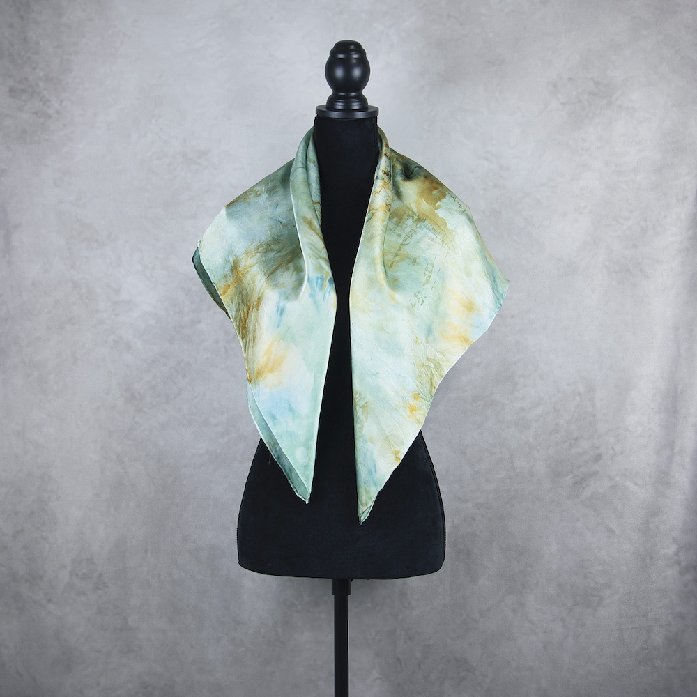 Luxusná hodvábna šatka LIMITED_347, Ručná výroba na Slovensku, 90 x 90cm – Obrázok 3