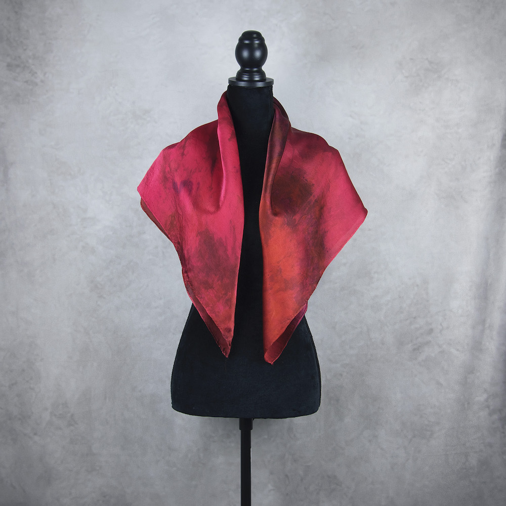 Luxusná hodvábna šatka LIMITED_348, Ručná výroba na Slovensku, 90 x 90cm – Obrázok 3