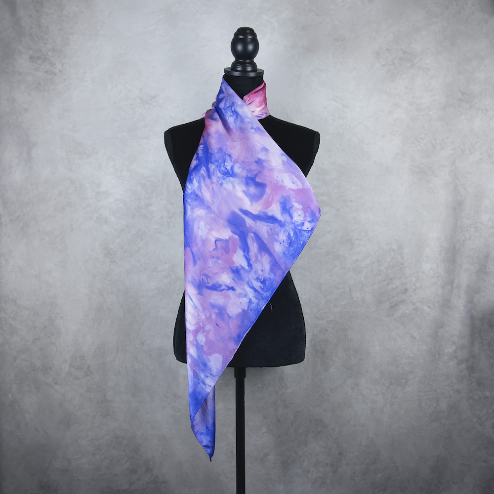 Luxusná hodvábna šatka LIMITED_354, Ručná výroba na Slovensku, 90 x 90cm – Obrázok 4